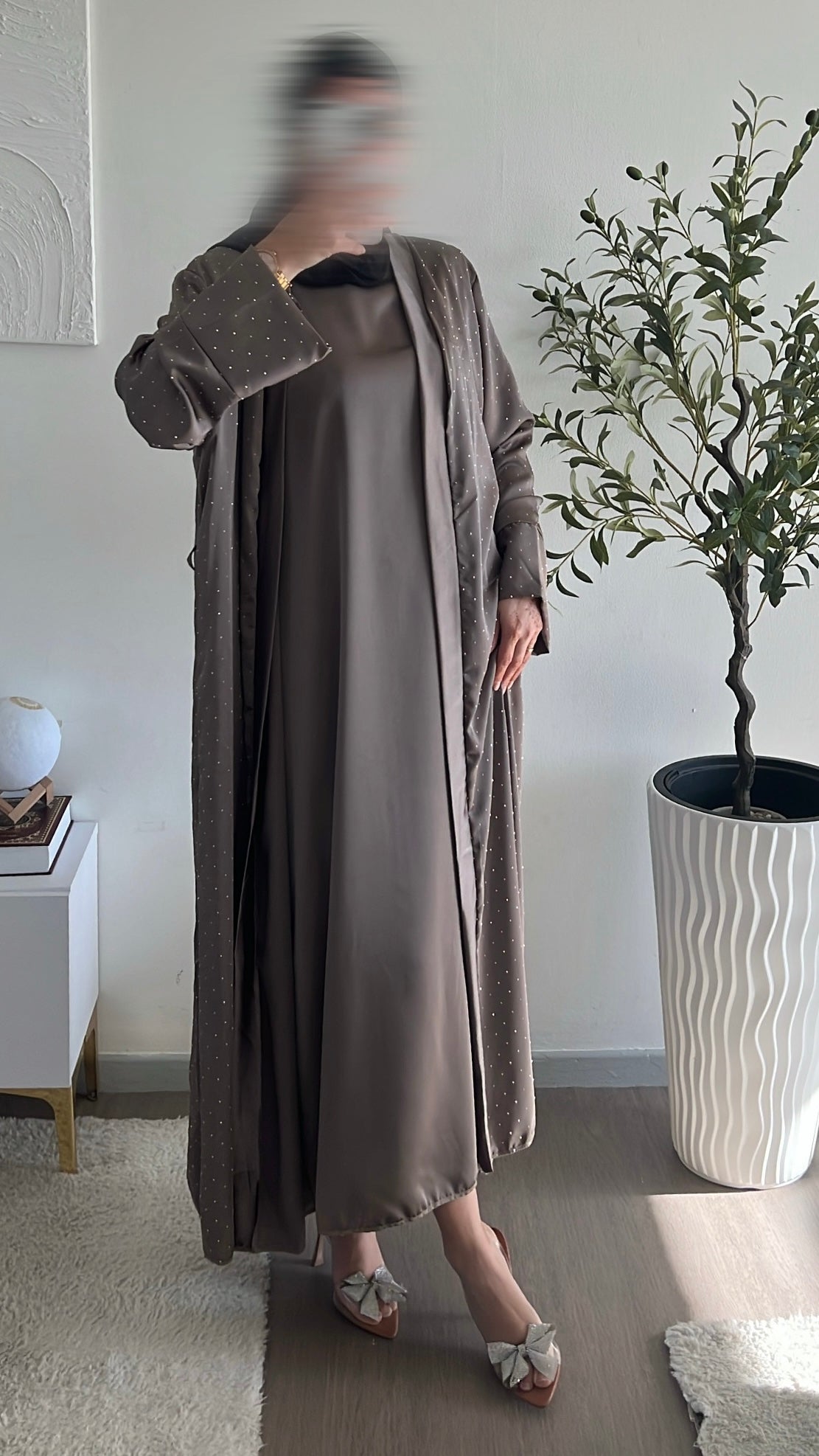 ENSEMBLE KIMONO/SOUS ABAYA STRASS